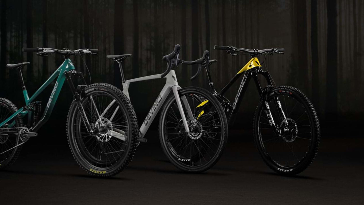 Devinci bikes lineup featuring road, gravel, mountain, and hybrid models