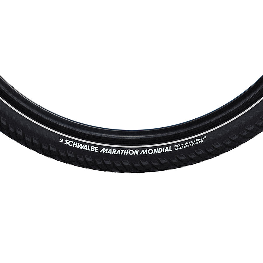 Schwalbe, Marathon Mondial, Hybrid Tire, 700x50C, Wire, Clincher, Addix, RaceGuard, Reflex, 67TPI, Black