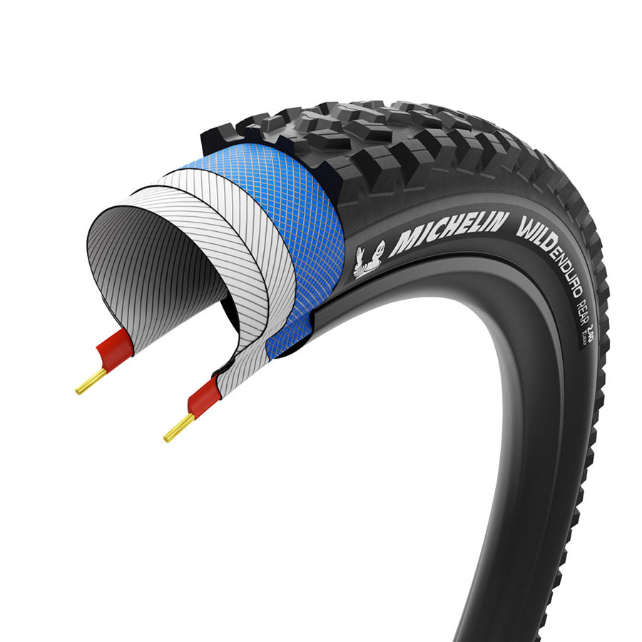Michelin, WILD ENDURO REAR PERF. LINE, Mountain Tire, 29x2.40, Folding, Tubeless Ready, MAGI-X, GUM-X, 2x33, Black