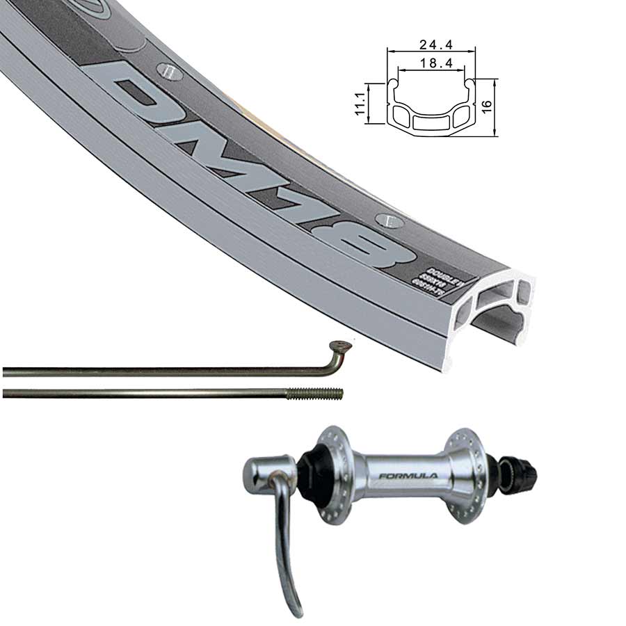 Wheel Shop, Alex DM18 Silver/ Formula FM-21-QR, Wheel, Front, 26'' / 559, Holes: 36, QR, 100mm, Rim