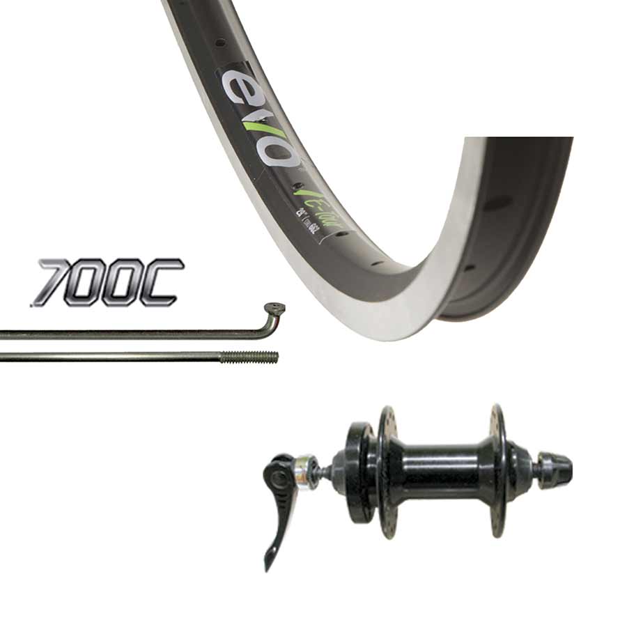 Wheel Shop, Evo Tour 19 Black/ Formula DC-20, Wheel, Front, 700C / 622, Holes: 36, QR, 100mm, Rim and Disc IS 6-bolt