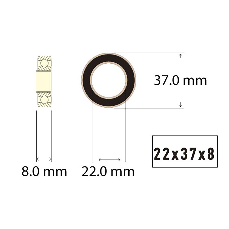 Wheels Manufacturing, SB-6001 sealed bearings, 12x28x8mm, Bag of 2