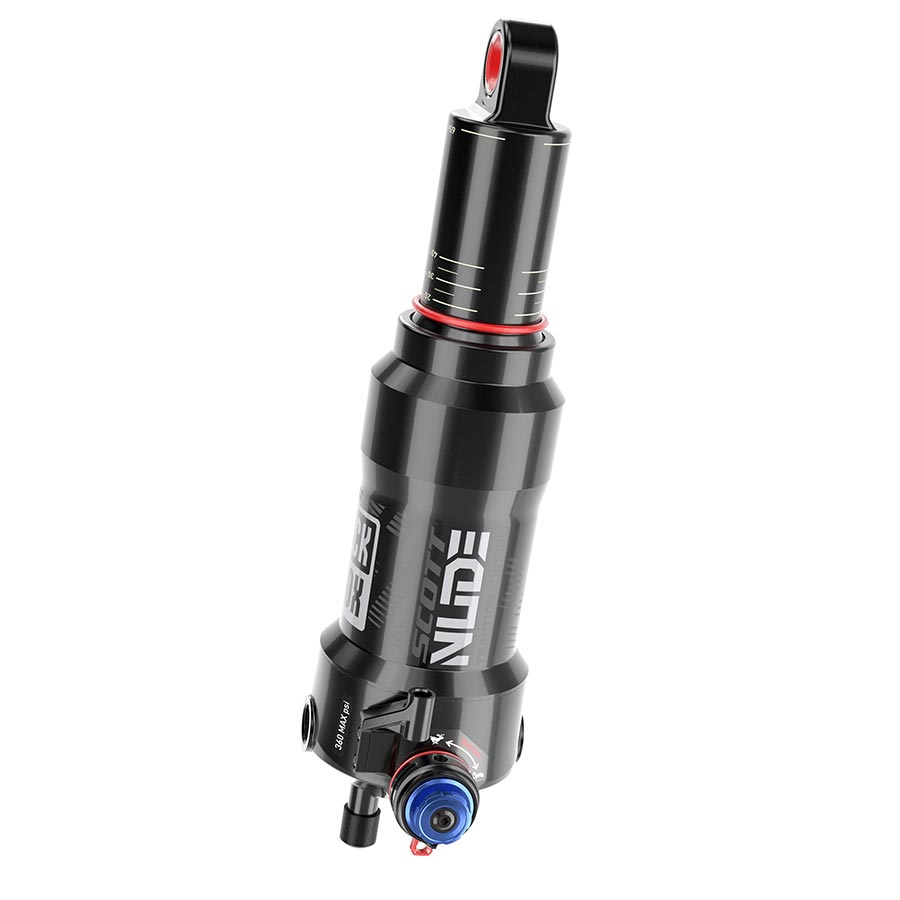 RockShox, Deluxe Nude RLC3 C1, Rear shock, 165x45, Shaft Eyelet: Trunnion, Body Eyelet: Standard, Progressive 0Pos/0Neg Tokens, W/1 Efficiency Token, LM Tune,430 Lockout, Scott Spark