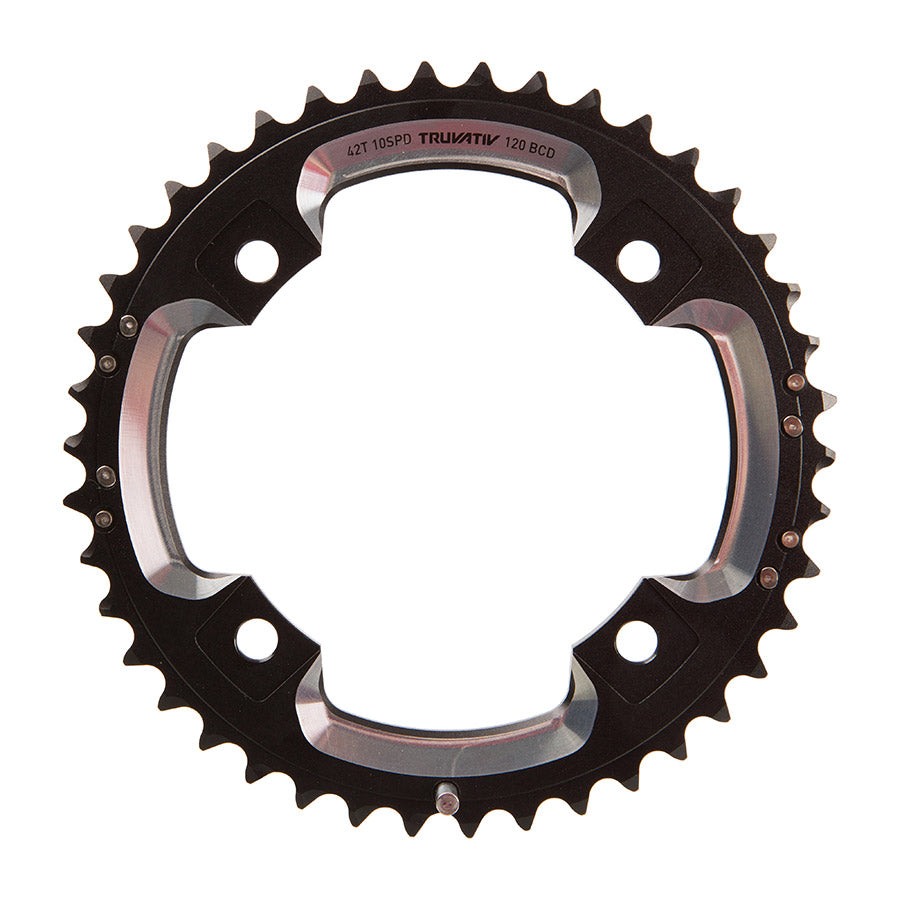 SRAM, 42T, 10 sp, BCD 120mm, 4-Bolt, All 28/42, Outer Chainring, For L-pin GXP 2x10, Aluminum, Black, 11.6215.188.240