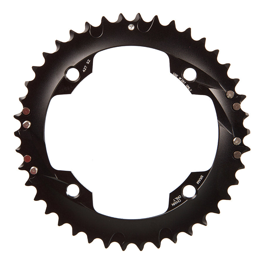 SRAM, 42T, 10 sp, BCD 120mm, 4-Bolt, All 28/42, Outer Chainring, For L-pin GXP 2x10, Aluminum, Black, 11.6215.188.240