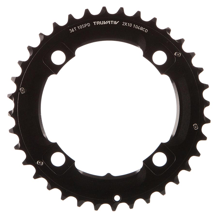 SRAM, 36T, 10 sp, BCD 104mm, 4-Bolt, Pour bashguard, Middle Chainring, For NO-PIN, Aluminum, Black, 11.6215.188.410