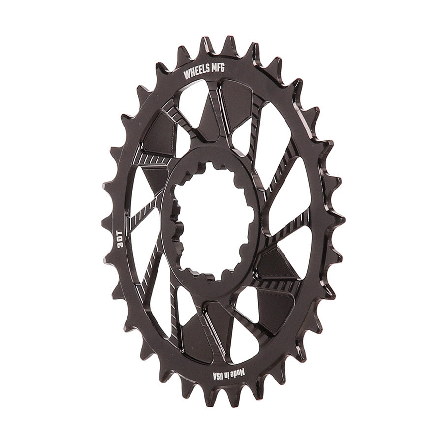 Wheels Manufacturing, 3-Bolt T-Type, Chainring, Teeth: 30, Speed: 12, BCD: Direct Mount SRAM 3 Bolt, Aluminum, Black