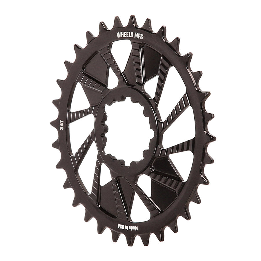 Wheels Manufacturing, 3-Bolt T-Type, Chainring, Teeth: 30, Speed: 12, BCD: Direct Mount SRAM 3 Bolt, Aluminum, Black
