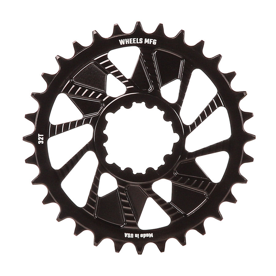 Wheels Manufacturing, 3-Bolt Hyperglide+, Chainring, Teeth: 30, Speed: 12, BCD: Direct Mount SRAM 3 Bolt, Aluminum, Black
