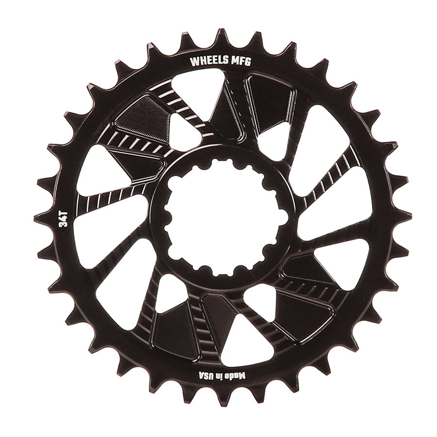 Wheels Manufacturing, 3-Bolt Hyperglide+, Chainring, Teeth: 30, Speed: 12, BCD: Direct Mount SRAM 3 Bolt, Aluminum, Black