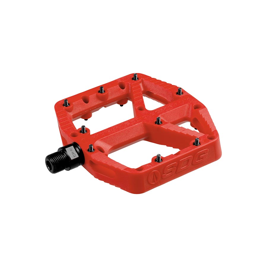 SDG Components, Comp, Platform Pedals, Body: Composite, Spindle: Cr-Mo, 9/16'', Red, Pair