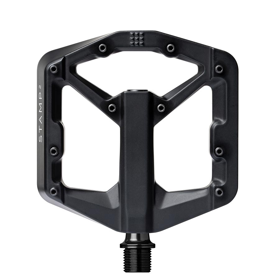 crankbrothers, STAMP 2 Large, Platform Pedals, Body: Aluminum, Spindle: Cr-Mo, 9/16'', Black, Pair