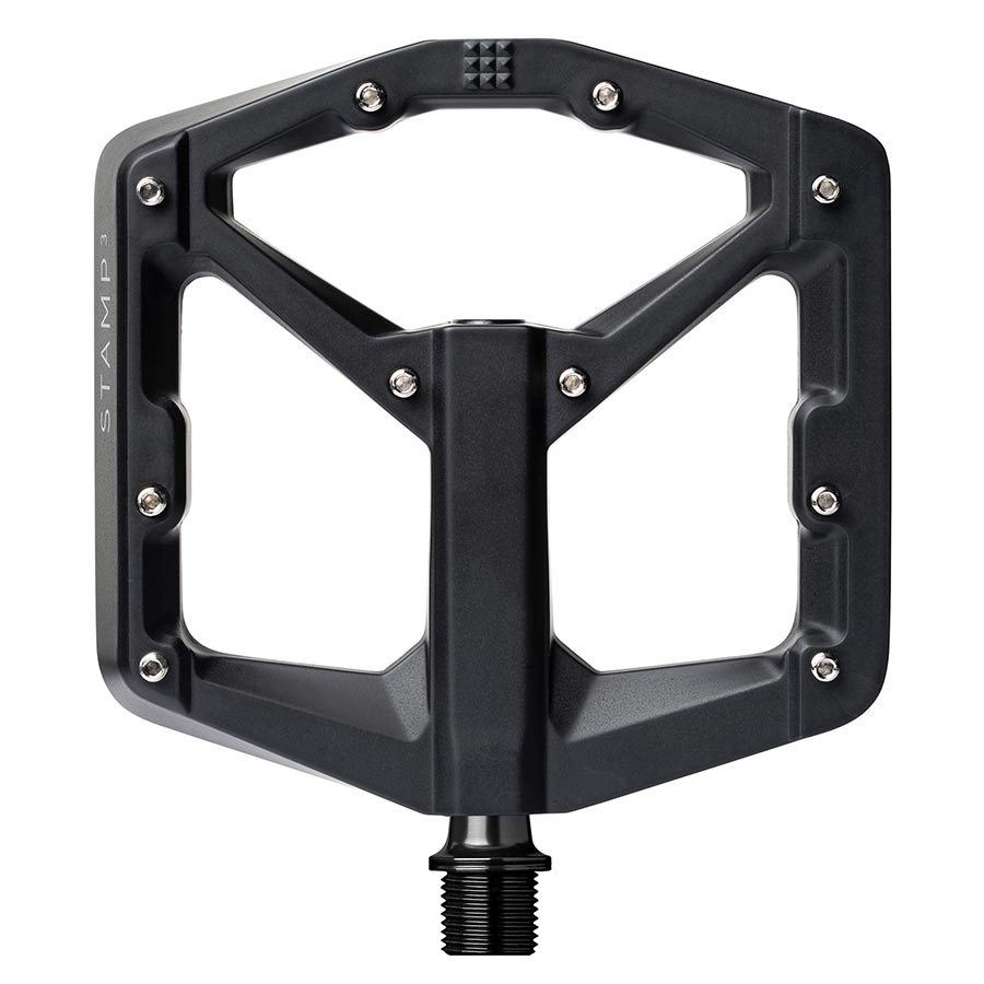 crankbrothers, STAMP 3 Large, Platform Pedals, Body: Aluminum, Spindle: Cr-Mo, 9/16'', Black, Pair
