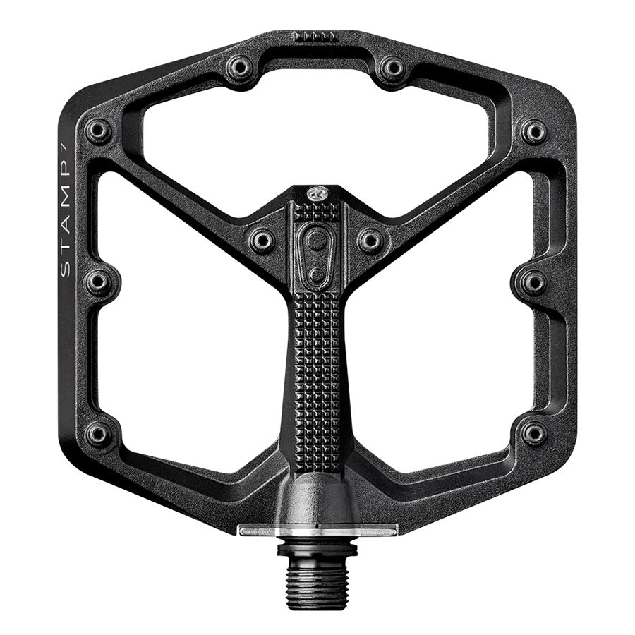 crankbrothers, STAMP 7 Large, Platform Pedals, Body: Aluminum, Spindle: Cr-Mo, 9/16'', Black, Pair