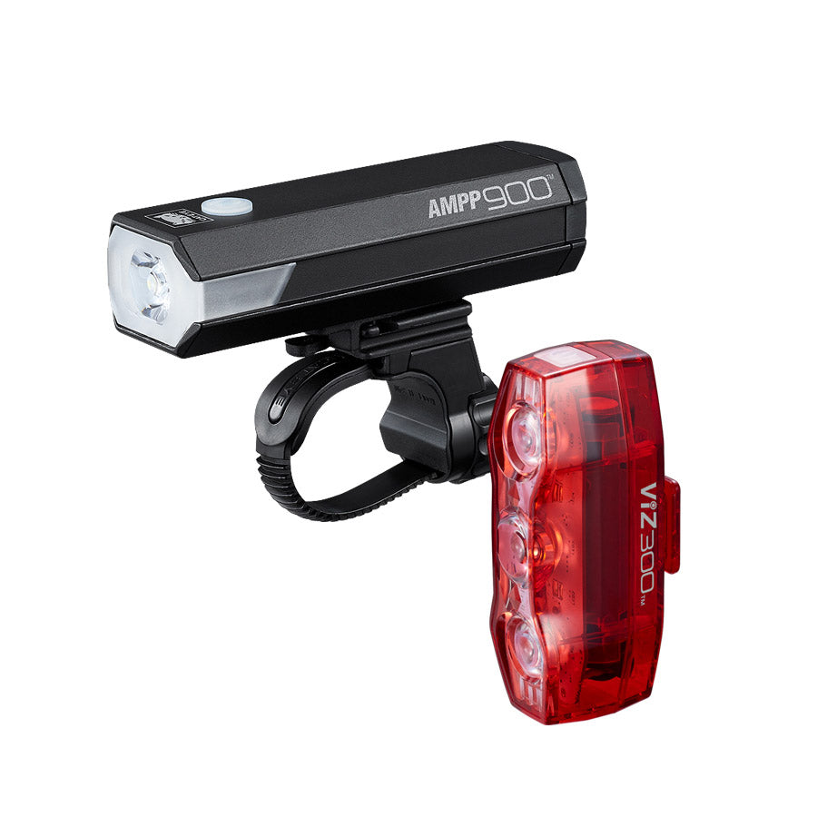CatEye, AMPP900/VIZ300, Light, Front and Rear, Black, Set