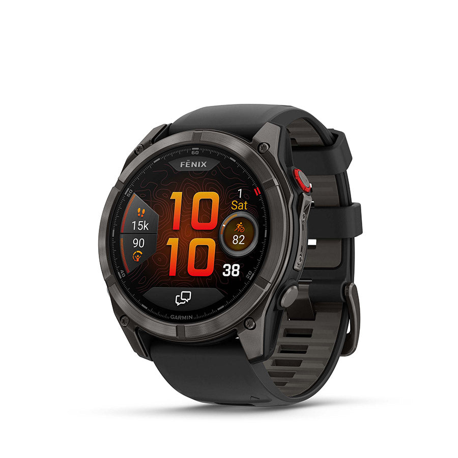 Garmin, fenix 8 Pro 51 mm- AMOLED Sap., Watch, Watch Color: Grey, Wristband: Black/ Pebble Gray - Silicone