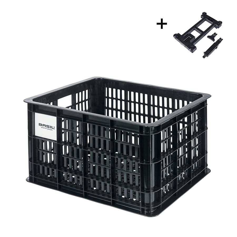 Basil, Bicycle Crate L, Basket, Black