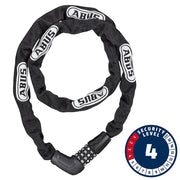 Chaîne Abus Steel-O-Chain 5805C avec cadenas à combinaison, 5 mm x 110 cm (5 mm x 3,6 po), noire
