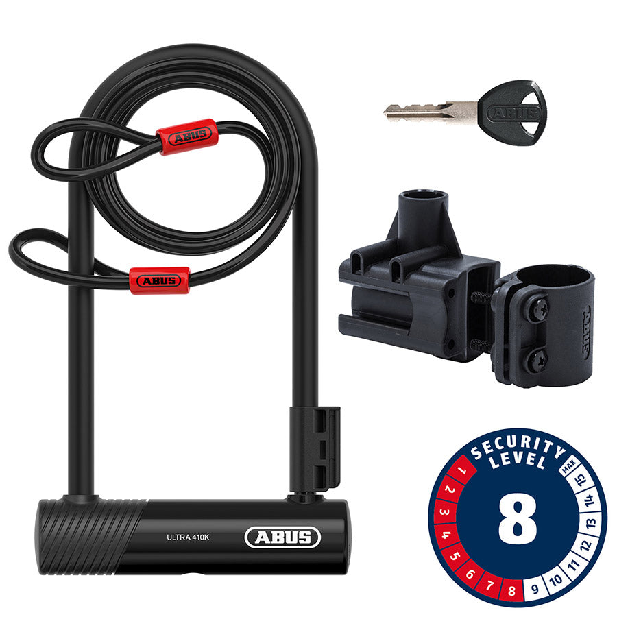 Abus, Ultra 410K + Cobra, U-Lock, Key, 12mm, 170x230mm, 6.7''x9'', Black