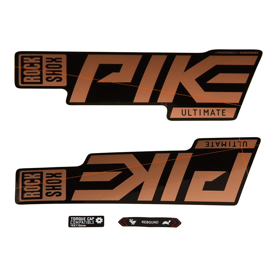 RockShox, Pike Ultimate Decal Kit, Matte Copper for Gloss Black Lowers