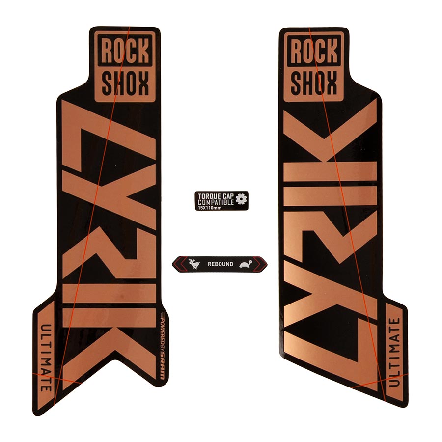 RockShox, Lyrik Ultimate Decal Kit, Matte Copper for Gloss Black Lowers