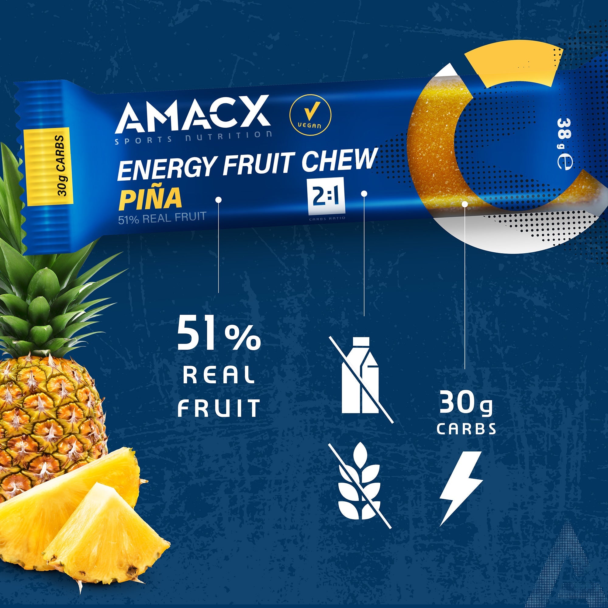 Bonbons énergétiques aux fruits et à l'ananas | Paquet de 12